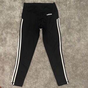 Adidas Black Leggings with White Stripes